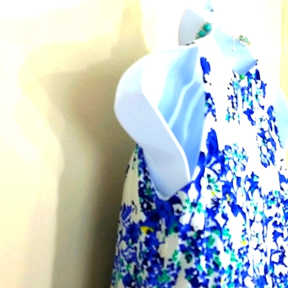Willa Sundress swing floral print fully lined white blue yellow size M - Picture 7 of 8